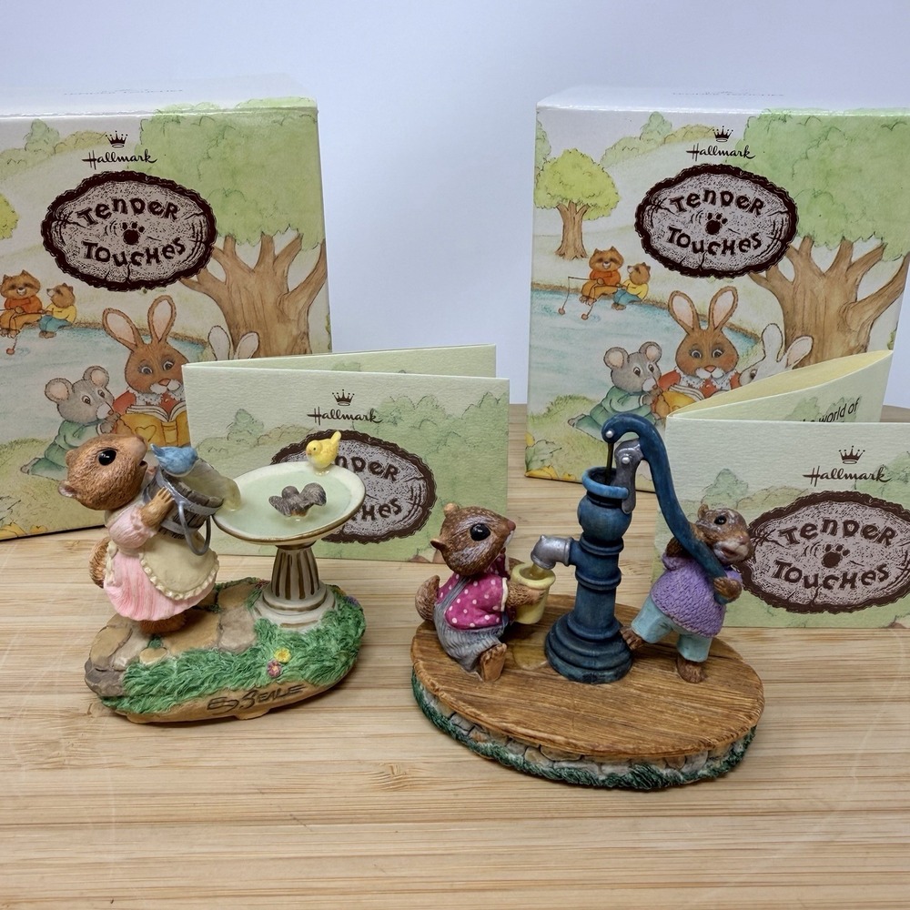 Hallmark Tender Touches Chipmunk Lot Of 2 Summer Fun Vintage Figurines 1993 Box